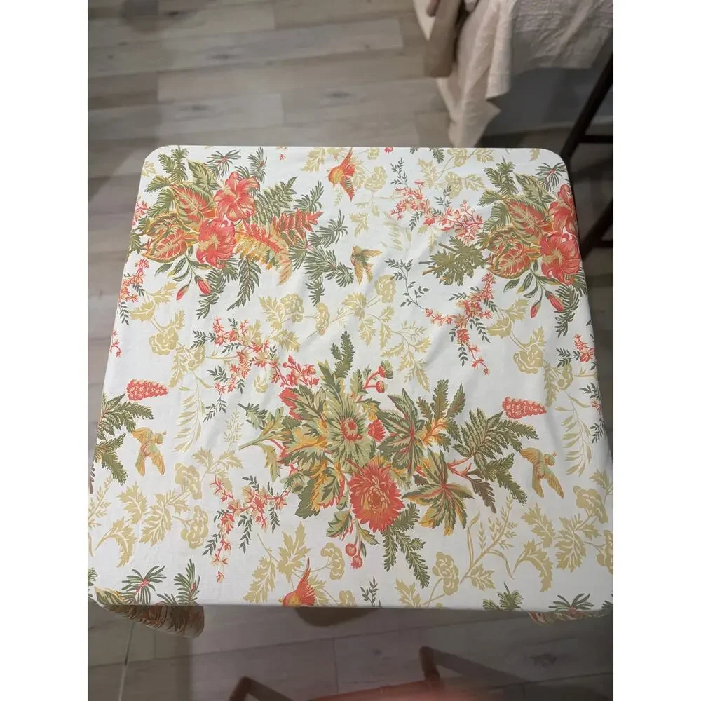 April Cornell Chrissy Floral Tablecloth 54”x54” Breakfast Square Cloth Ecru